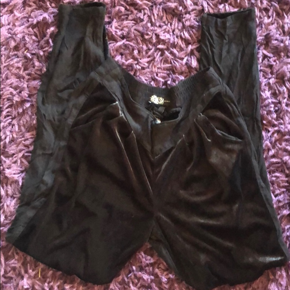 Rewash Black Two Tone Velvet Pants
